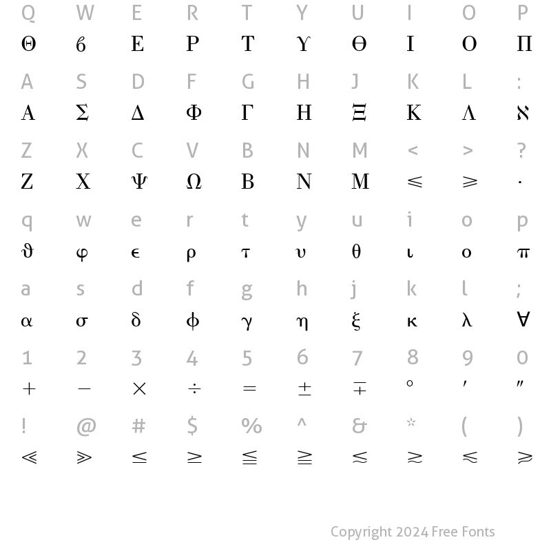 Character Map of Quanta Pi Three SSi Regular