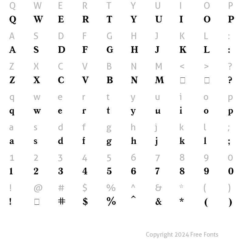 Character Map of QuantAntiqua Bold