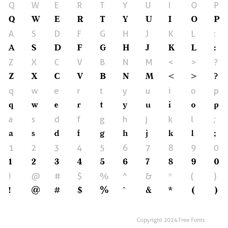 Character Map of QuantAntiquaCTT Bold