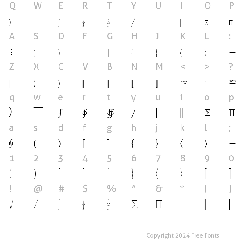 Character Map of QuantaPiFiveSSK Regular