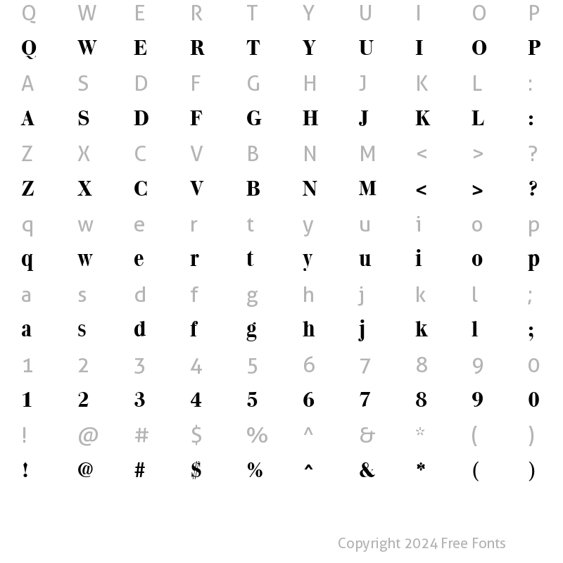 Character Map of Quantas Bold