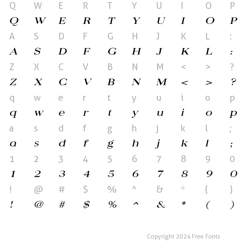 Character Map of QuantasBroad Italic