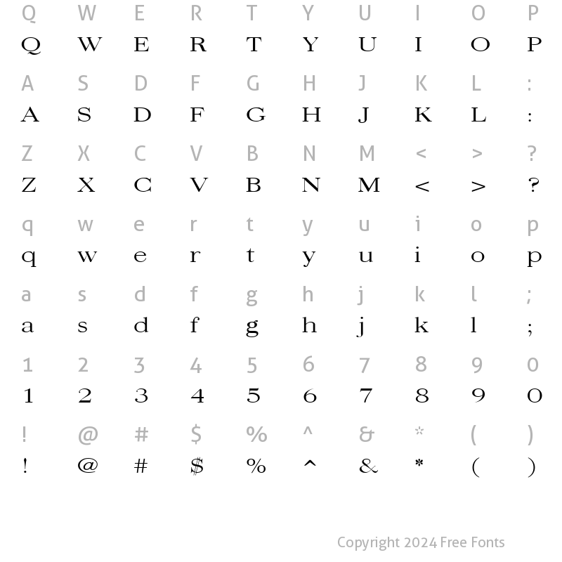 Character Map of QuantasBroadLight Regular