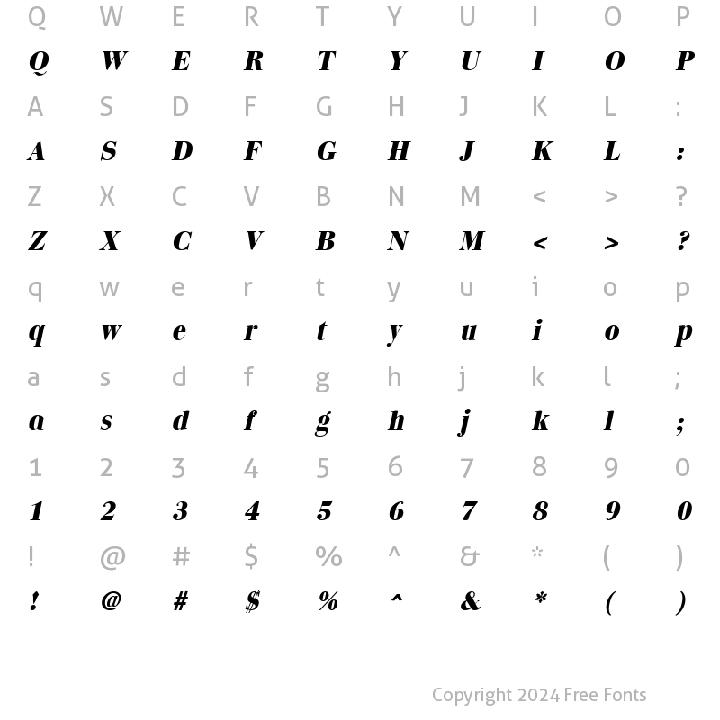 Character Map of QuantasExtrabold Italic