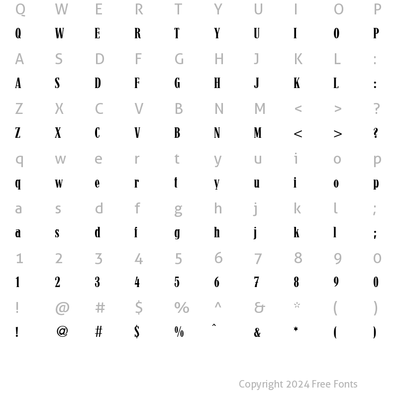 Character Map of QuantityCond Bold