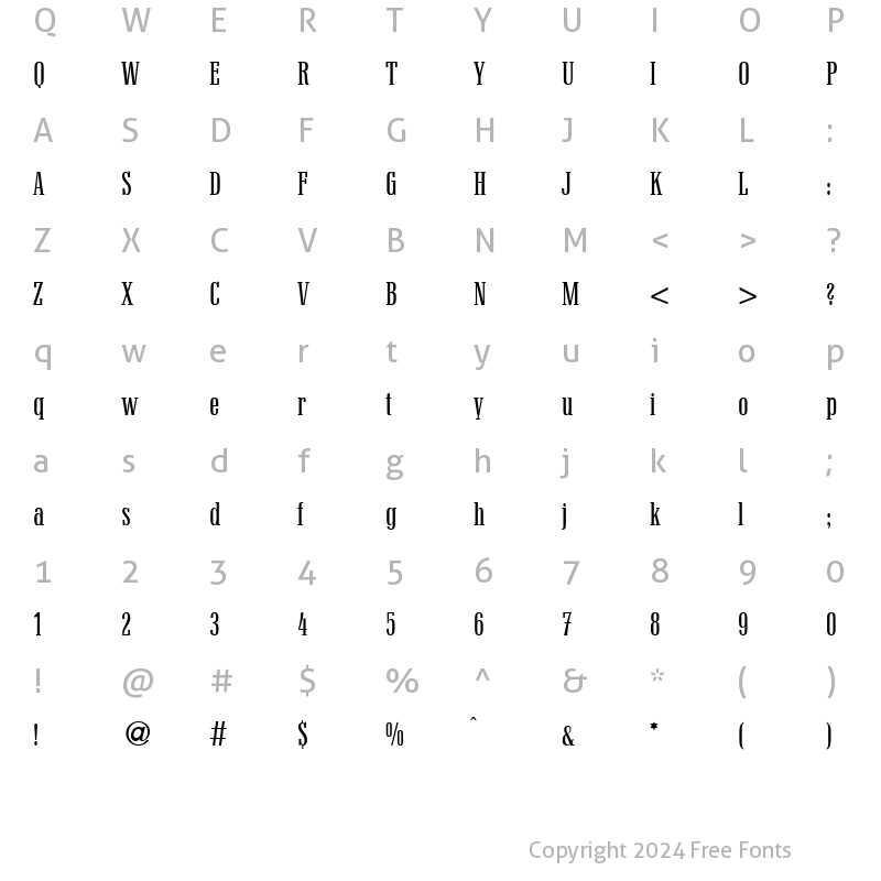 Character Map of QuantityCond Regular