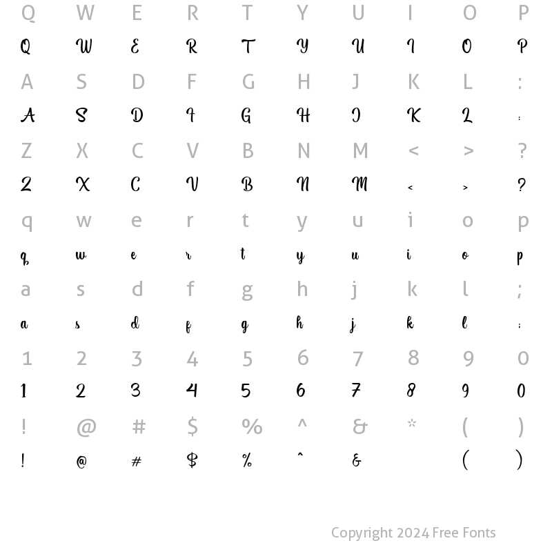 Character Map of Quanto Regular