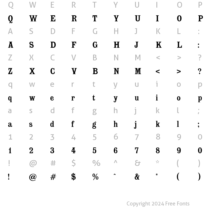 Character Map of QuantumBoldCondensed Regular