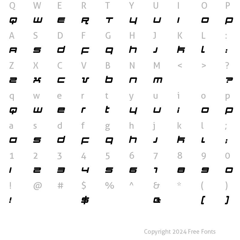 Character Map of Quark Italic