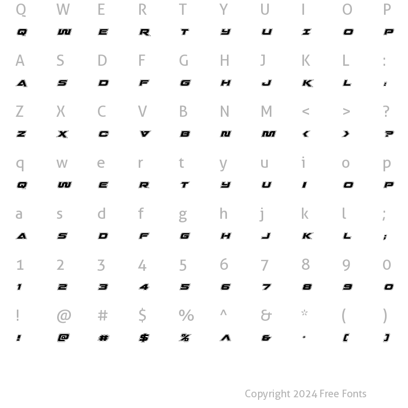 Character Map of Quark Storm Academy Italic Italic