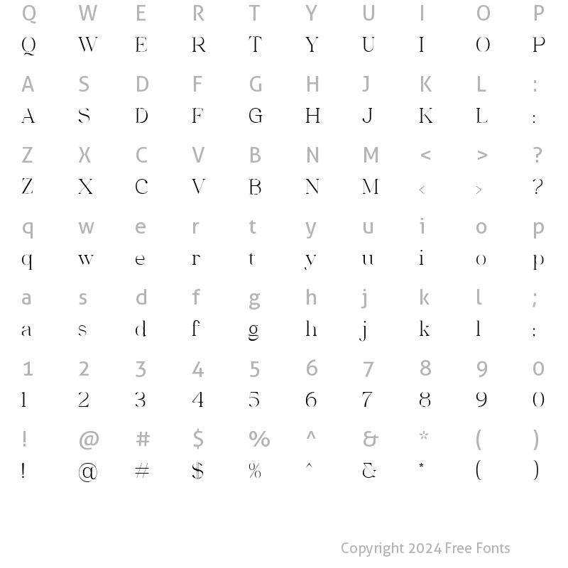 Character Map of Quartage Regular