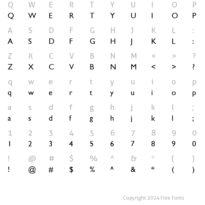 Character Map of Quarter 5 Regular