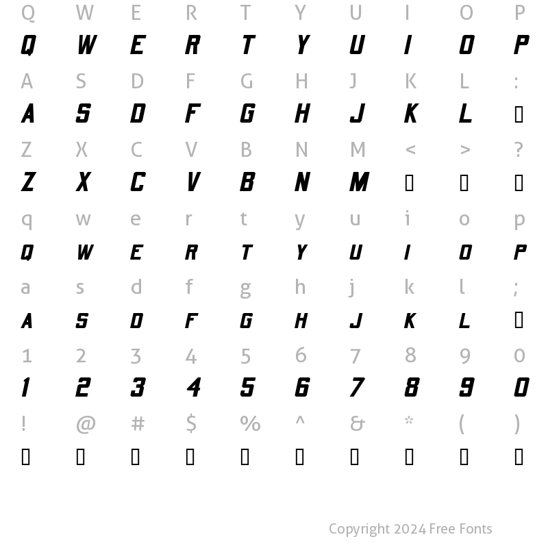 Character Map of Quarterback Oblique