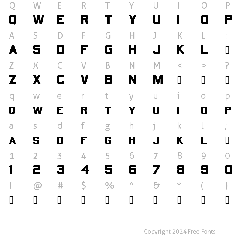 Character Map of QuarterbackExtended Regular