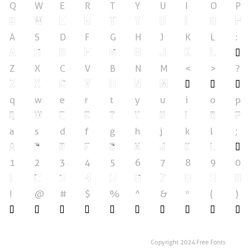 Character Map of QuarterbackOutline Regular