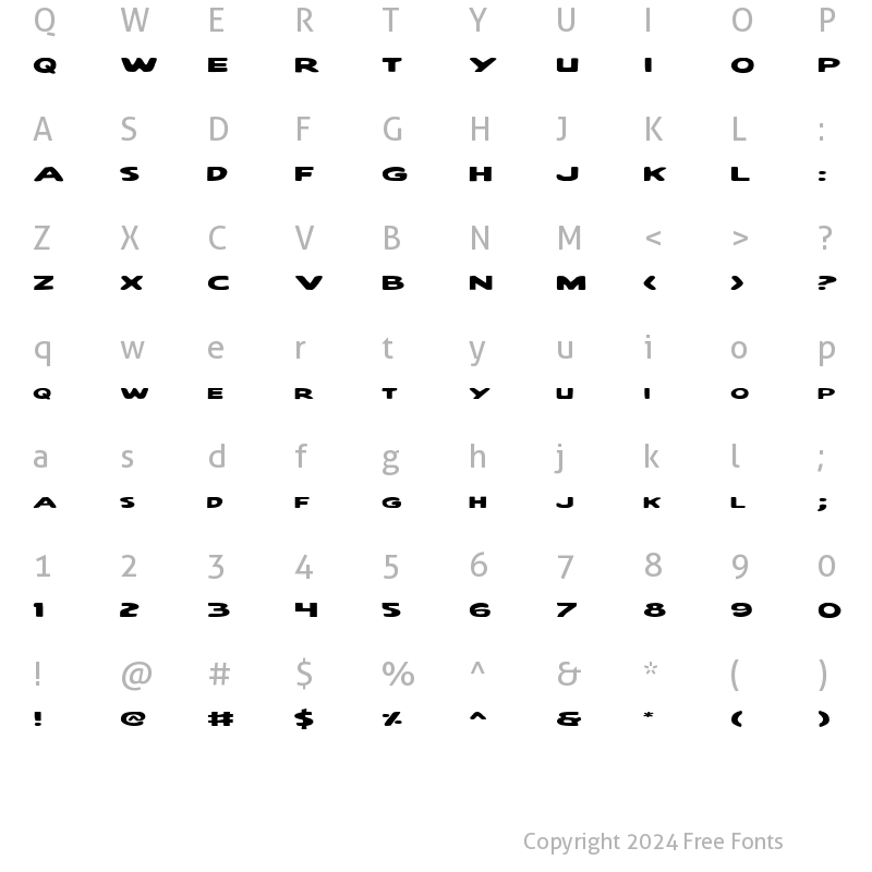 Character Map of Quartermain Expanded Expanded