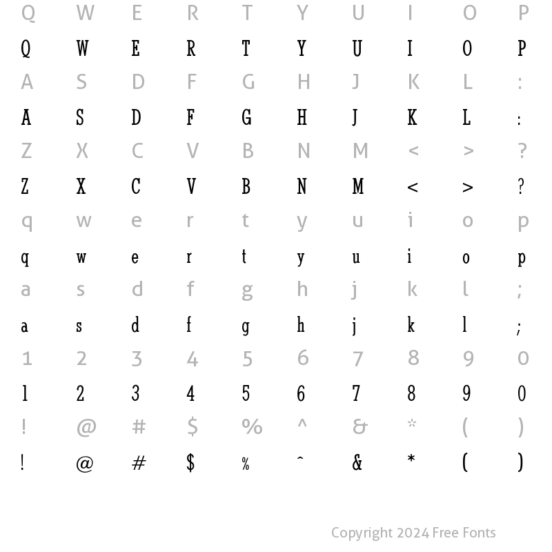 Character Map of QuarterMedium Regular