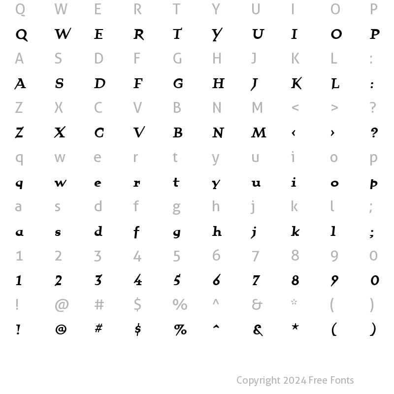 Character Map of QuartetBoldLining Bold