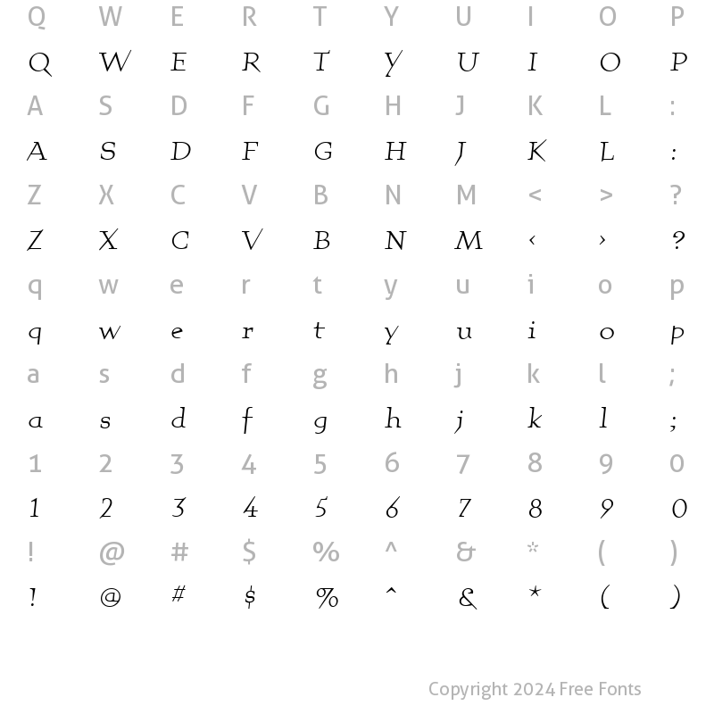 Character Map of QuartetRegularLining Regular