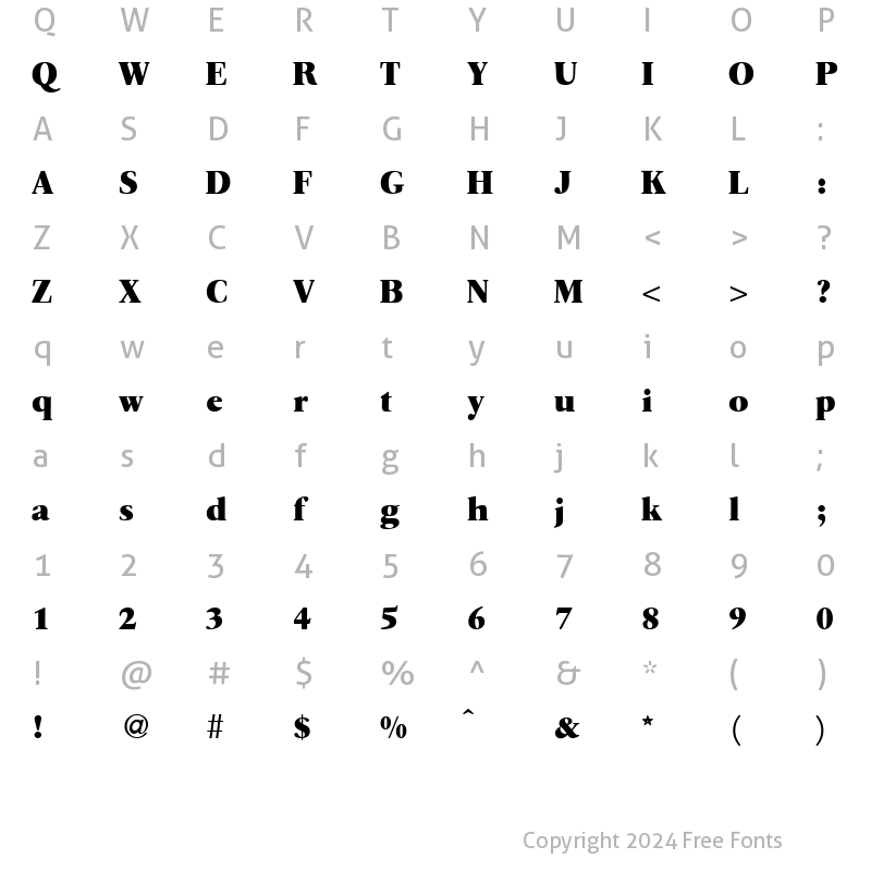 Character Map of QuartoExtrabold Regular