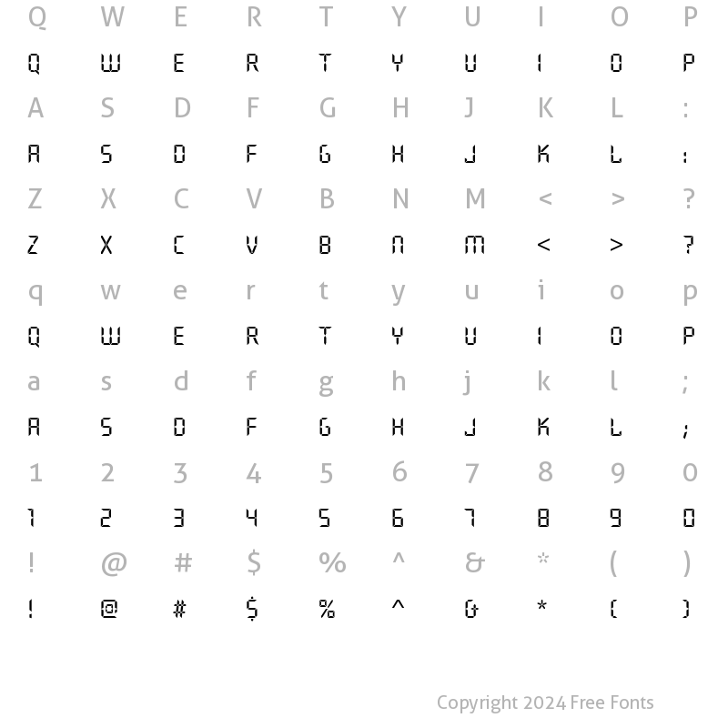 Character Map of Quartz Becker Regular