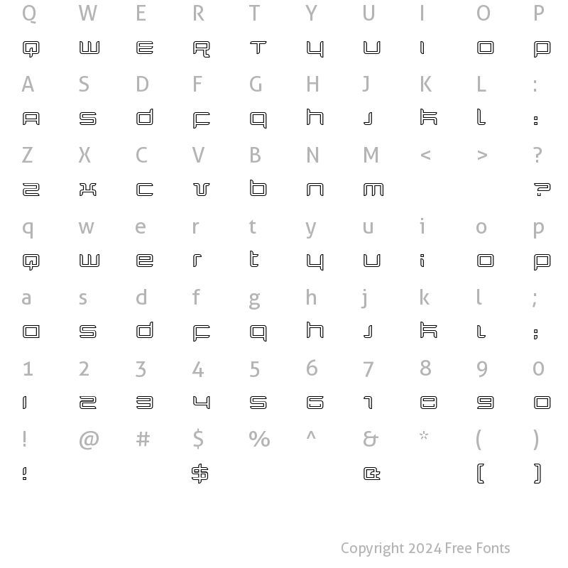 Character Map of Quarx Outline Regular