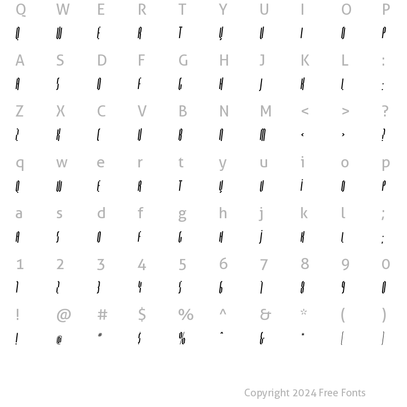 Character Map of QuasariaLL Oblique