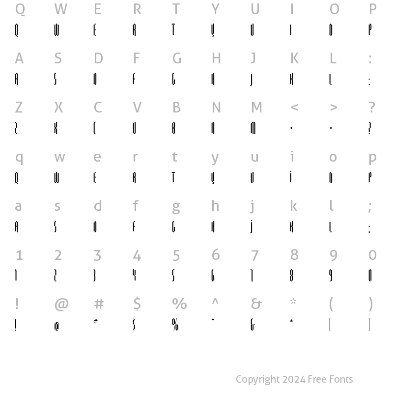 Character Map of QuasariaLL Regular