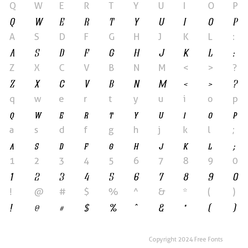 Character Map of Quastic Kaps Italic