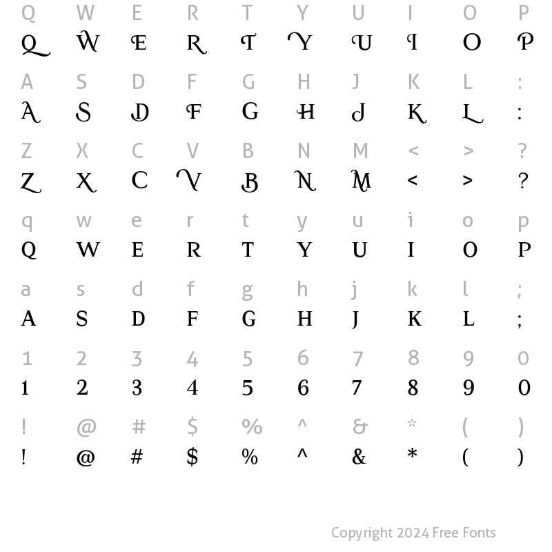 Character Map of Quatera Display Regular