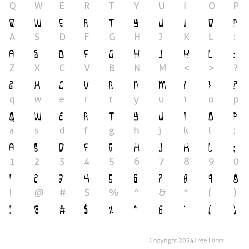 Character Map of Quatl Condensed Condensed