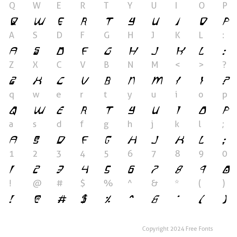 Character Map of Quatl Italic Italic