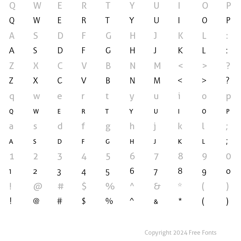 Character Map of QuaySansEF BookSC Regular