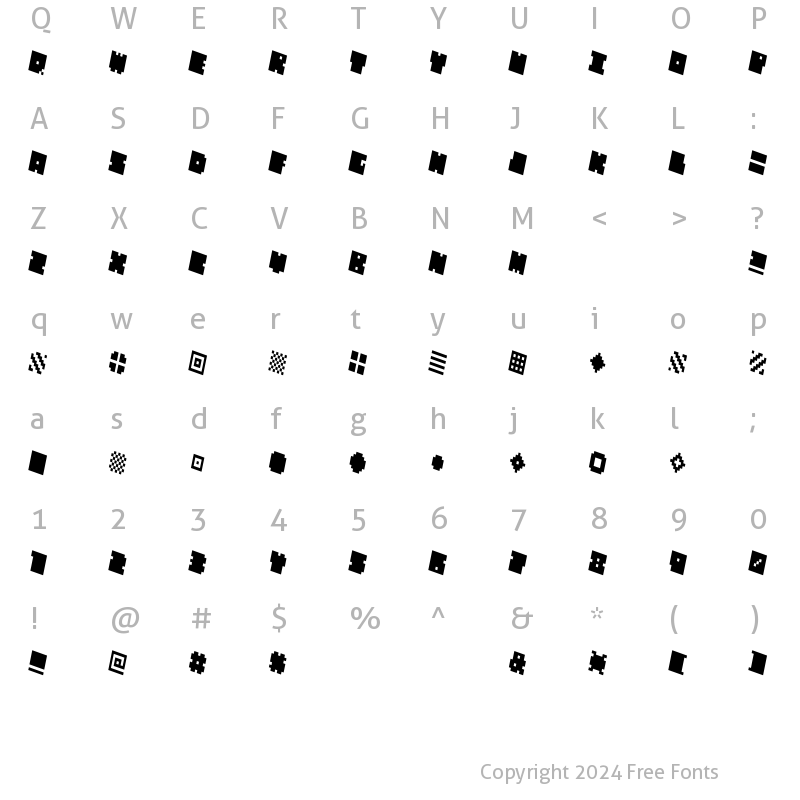 Character Map of QUBE THIN ITALIC