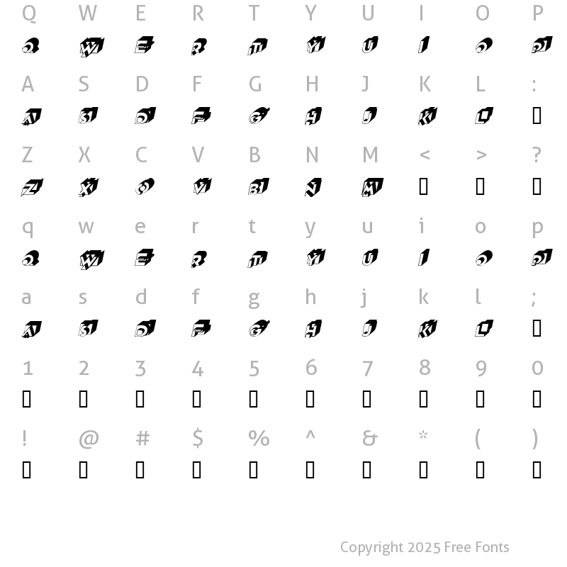 Character Map of QubistSCapsSSK Italic