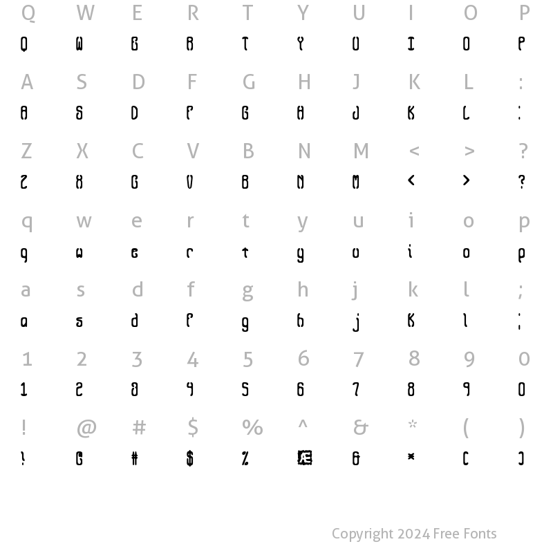 Character Map of Queasy (BRK) Regular