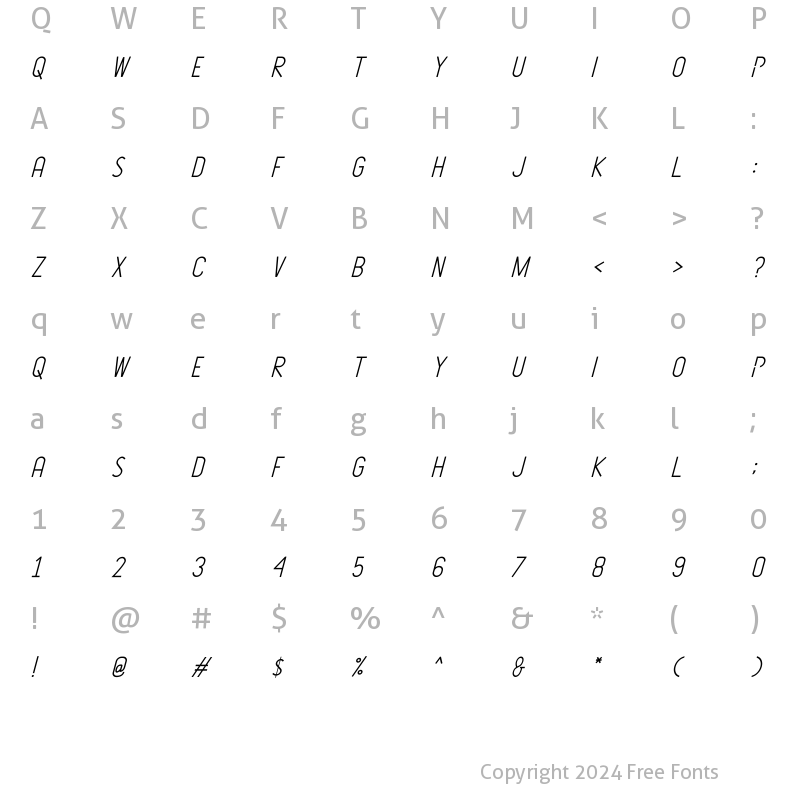 Character Map of Queen Signature Duo Italic