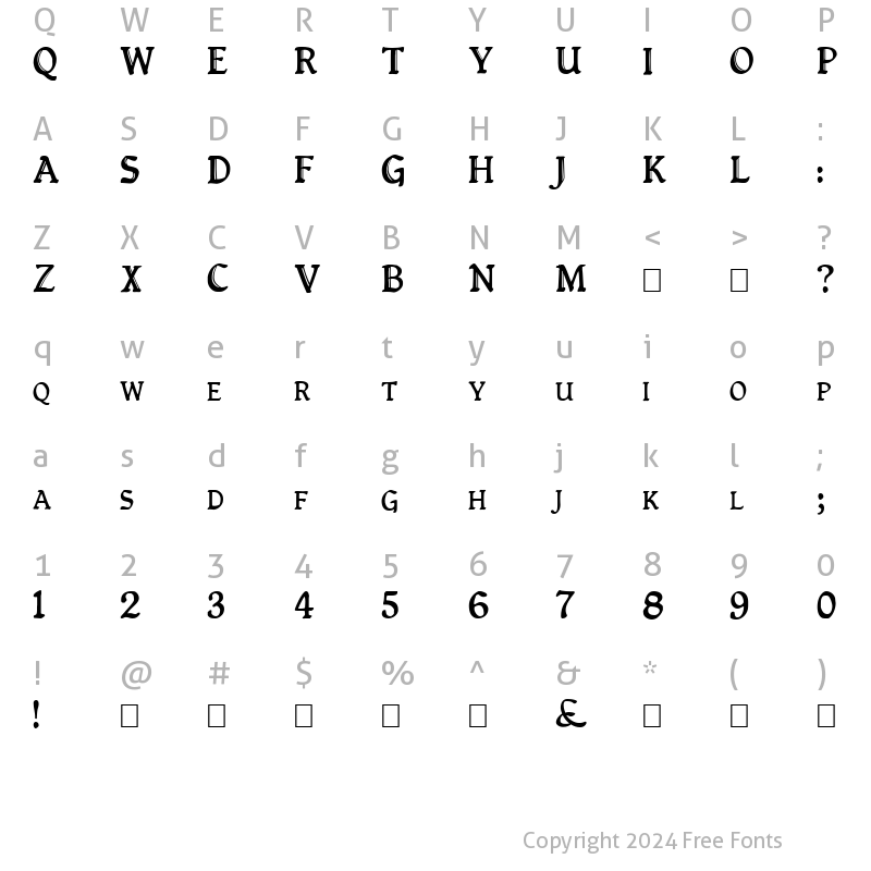 Character Map of QueenEmpressCapitals Normal