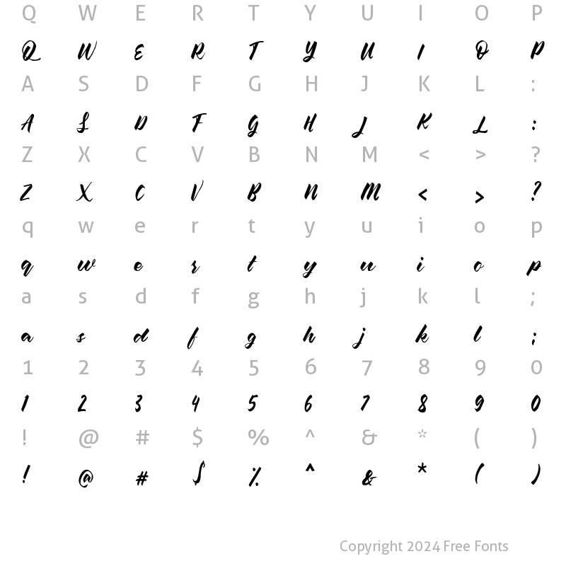 Character Map of Queensha Regular