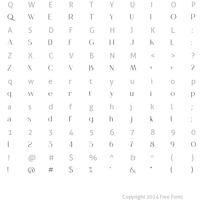 Character Map of Queensila Regular