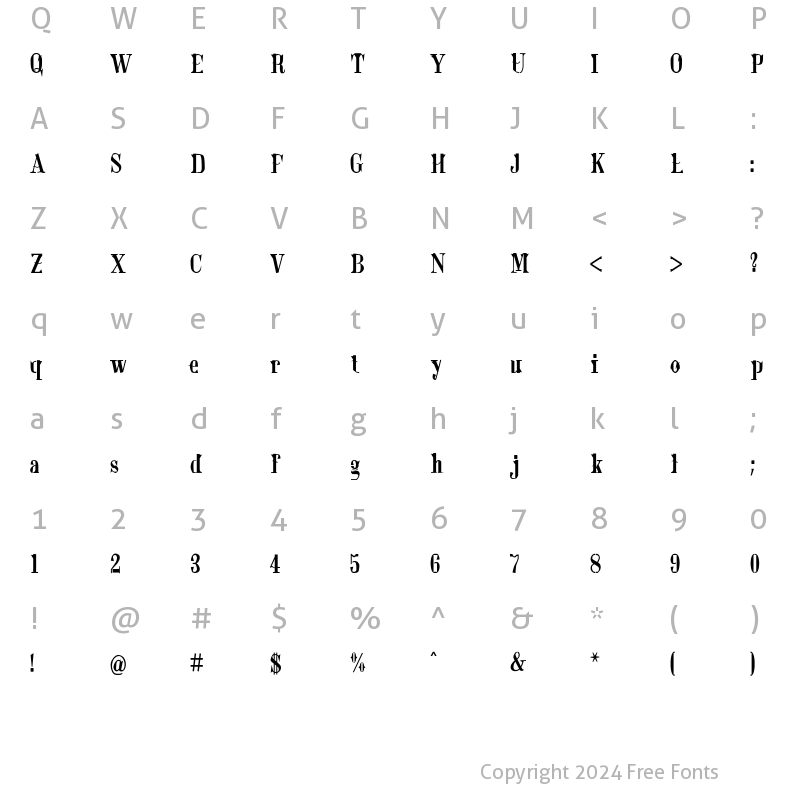 Character Map of Queenstown Regular