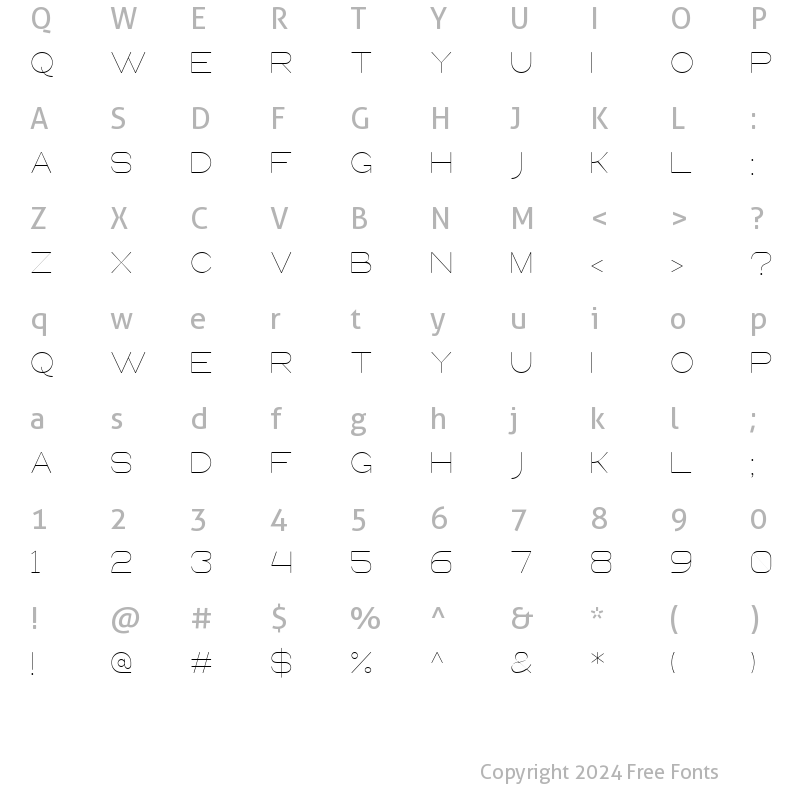 Character Map of Queental Light