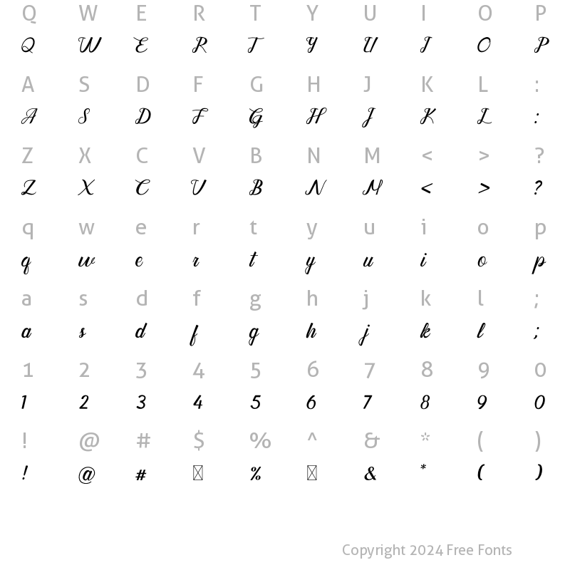 Character Map of Quennsland Regular