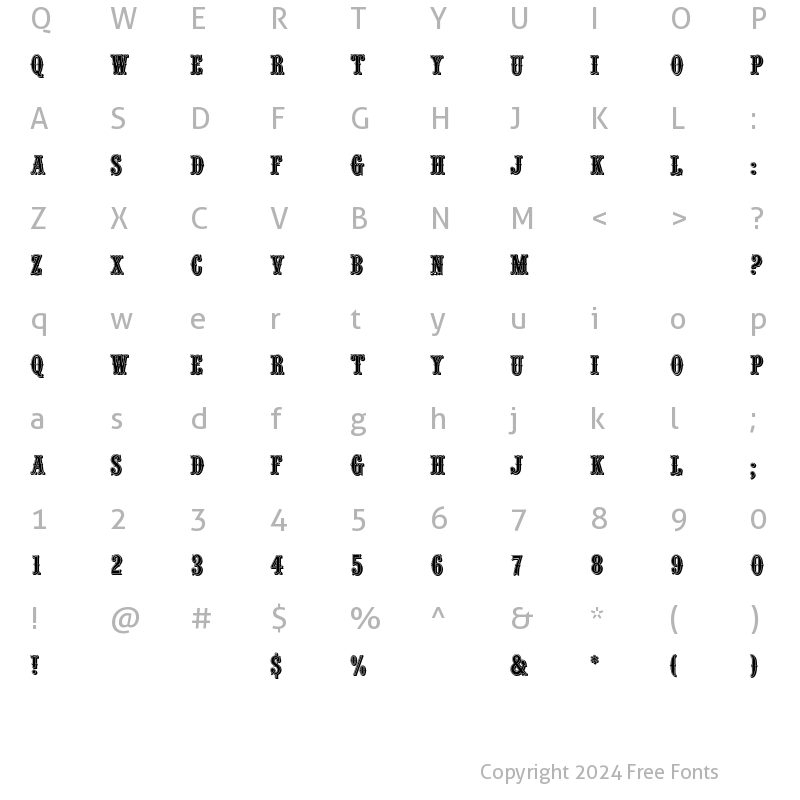 Character Map of QuentinEF Regular