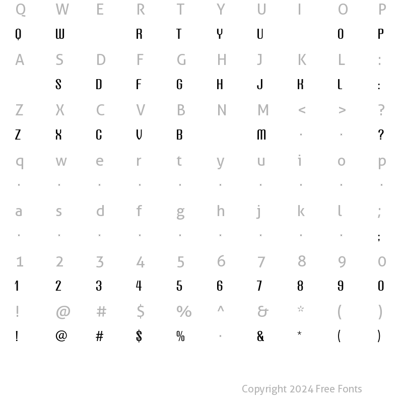 Character Map of QuestLight Regular