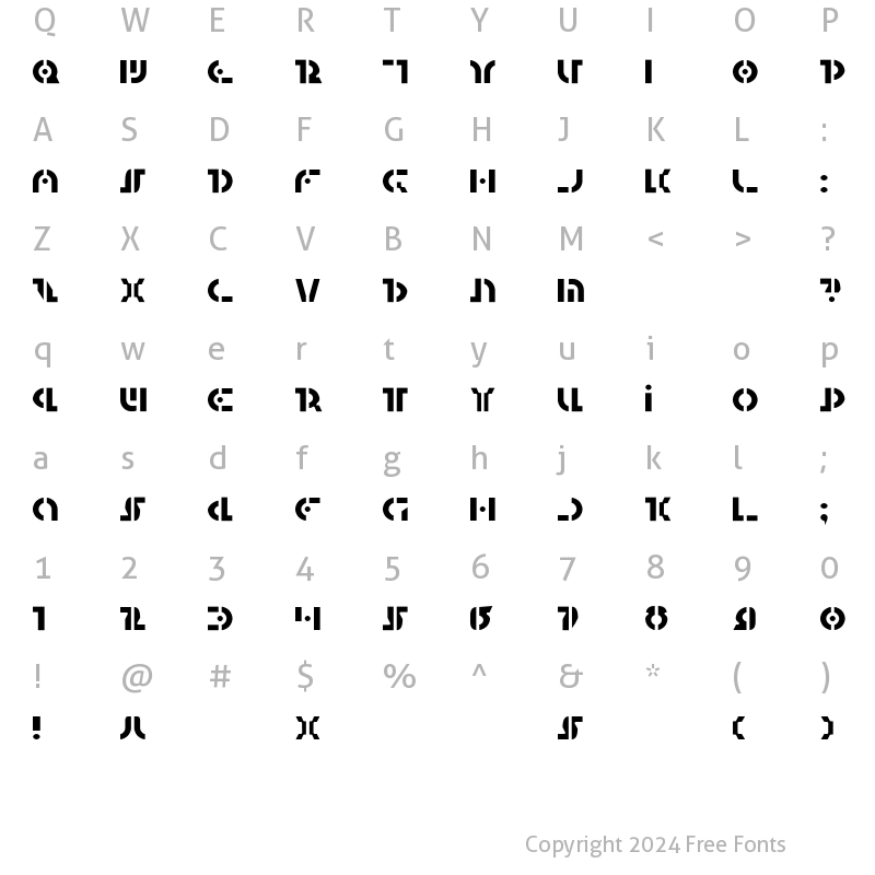 Character Map of Questlok Light Light