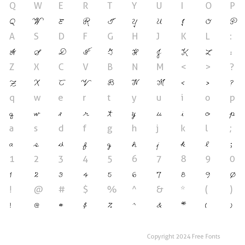 Character Map of QuestsHand Regular