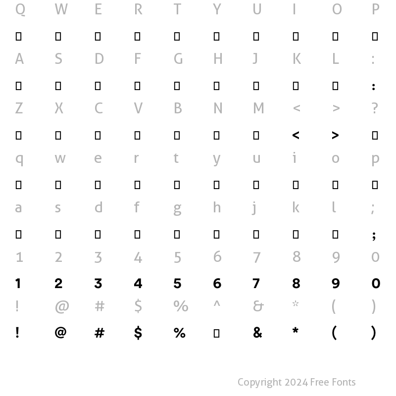 Character Map of Questv1 Bold