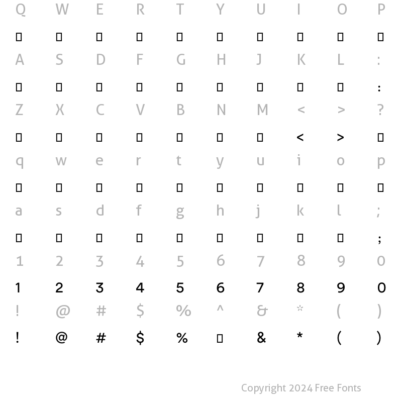 Character Map of Questv1 Regular