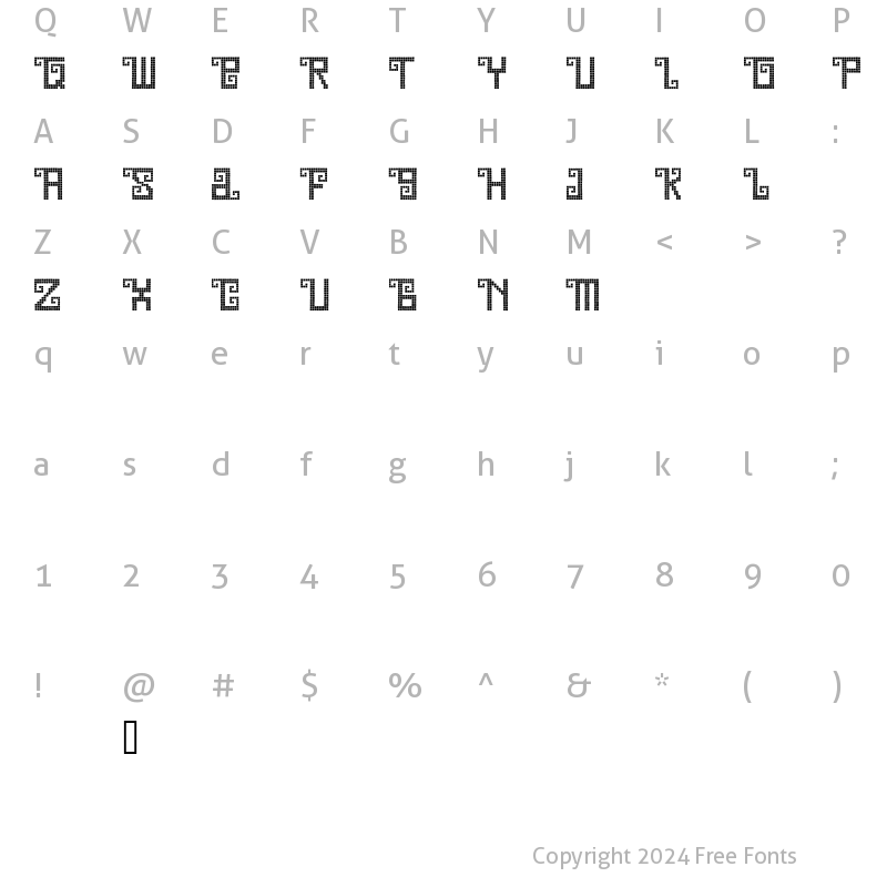 Character Map of Quetzal Demo Regular